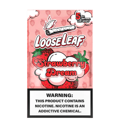 LooseLeaf Strawberry Dream Wraps com 5 wraps — Folha Natural com Sabor Morango Bold