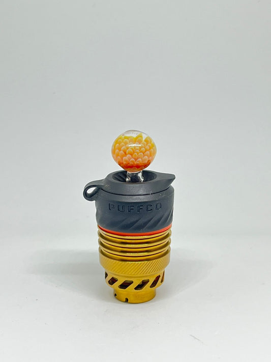 Pufflab Amber Eye Joystick Carb Cap Laranja Textura Orgânica para Puffco Muse — Puff Suite Brasil