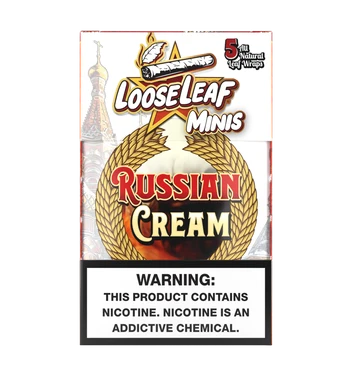 LooseLeaf Mini's Russian Cream 5 Wraps Compactos Folha Natural Sabor Vanilla — Puff Suite Brasil