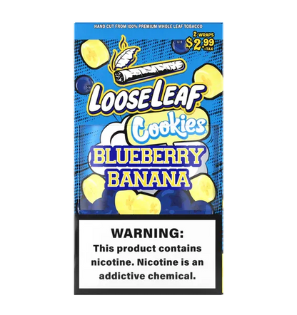 Looseleaf X Cookies Blueberry Banana Tabaco Premium Whole-Leaf para Enrolar — Puff Suite Brasil