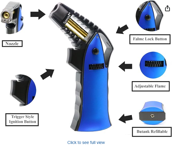 SCORCH TORCH CNC Machined Isqueiro Aluminum Azul Chama Ajustável Profissional — Puff Suite Brasil